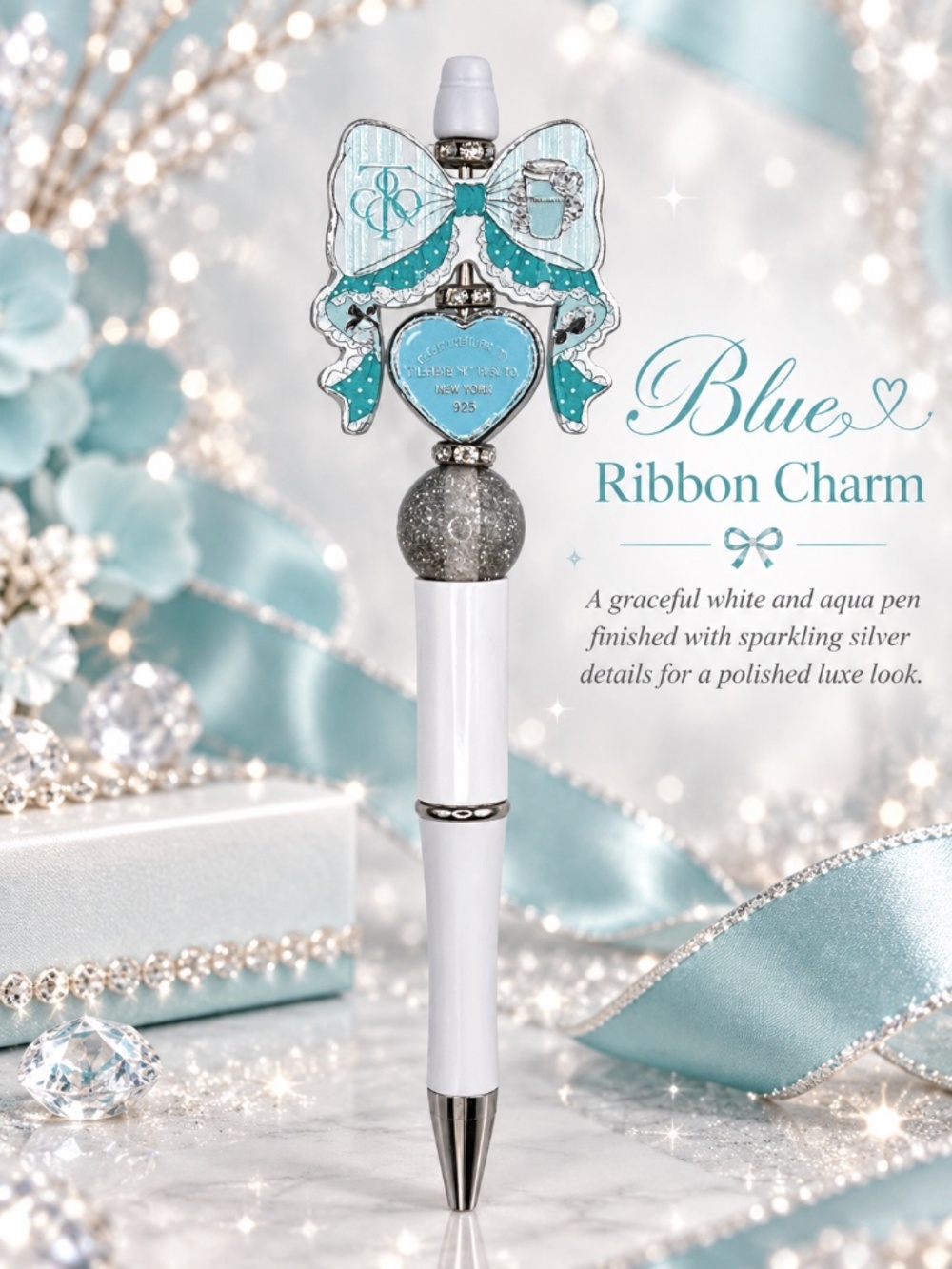 Blue Ribbon Charm Pen
